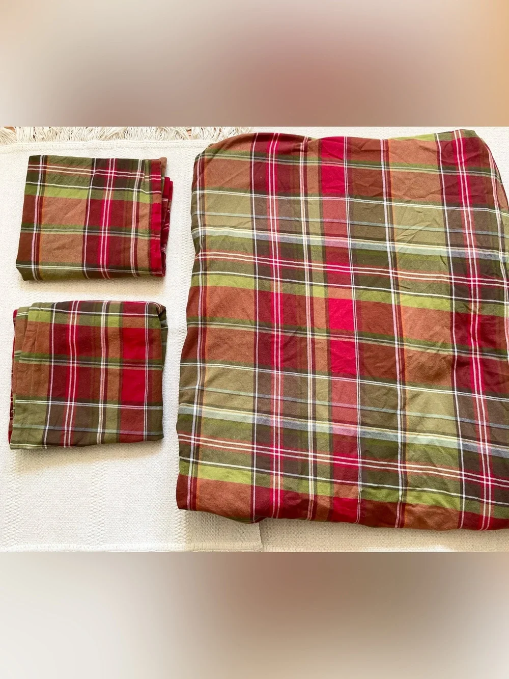 POTTERY BARN Tahoe Plaid KING Cal King Duvet Cover And Pilllow Cases Cabin